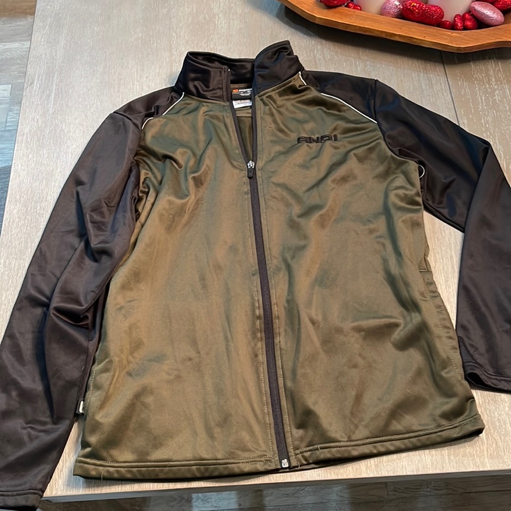 And1 Olive Green and Black thin zip up jacket in Size Medium